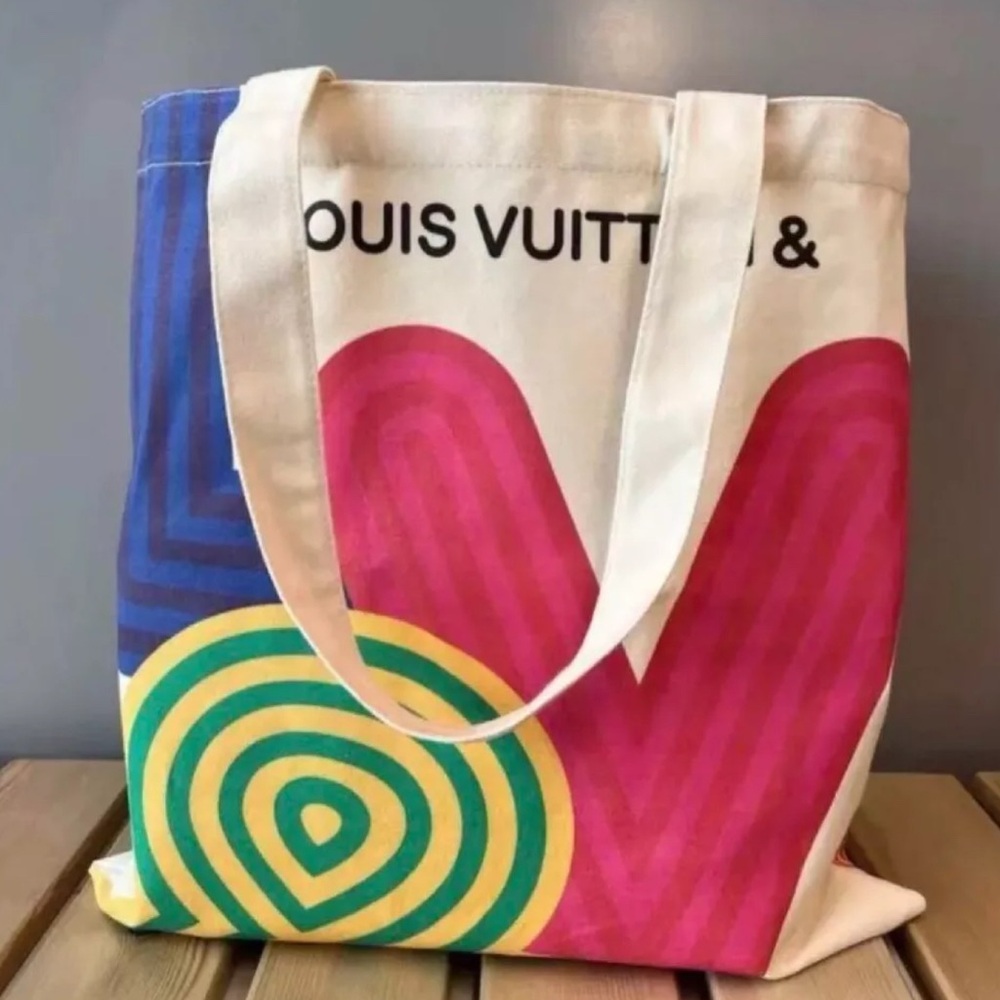Louis Vuitton Blue and Pink Canvas Tote Bag